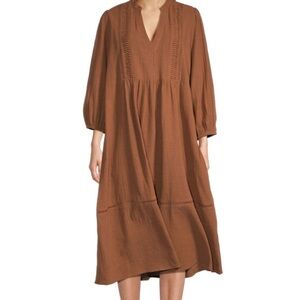 100% Cotton Crinkle Gauze Midi Dress